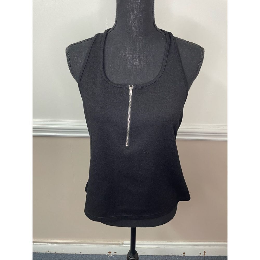 Shein Curve Black Half Zip Backless Halter Tank Top Size 2XL